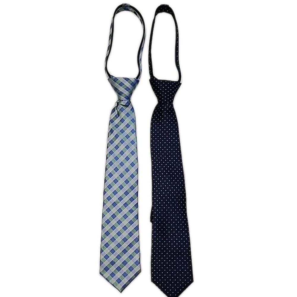 2-Class Club Gold SILK 14in Zipper Adjustable Neckties‎ Classic Party Navy Green